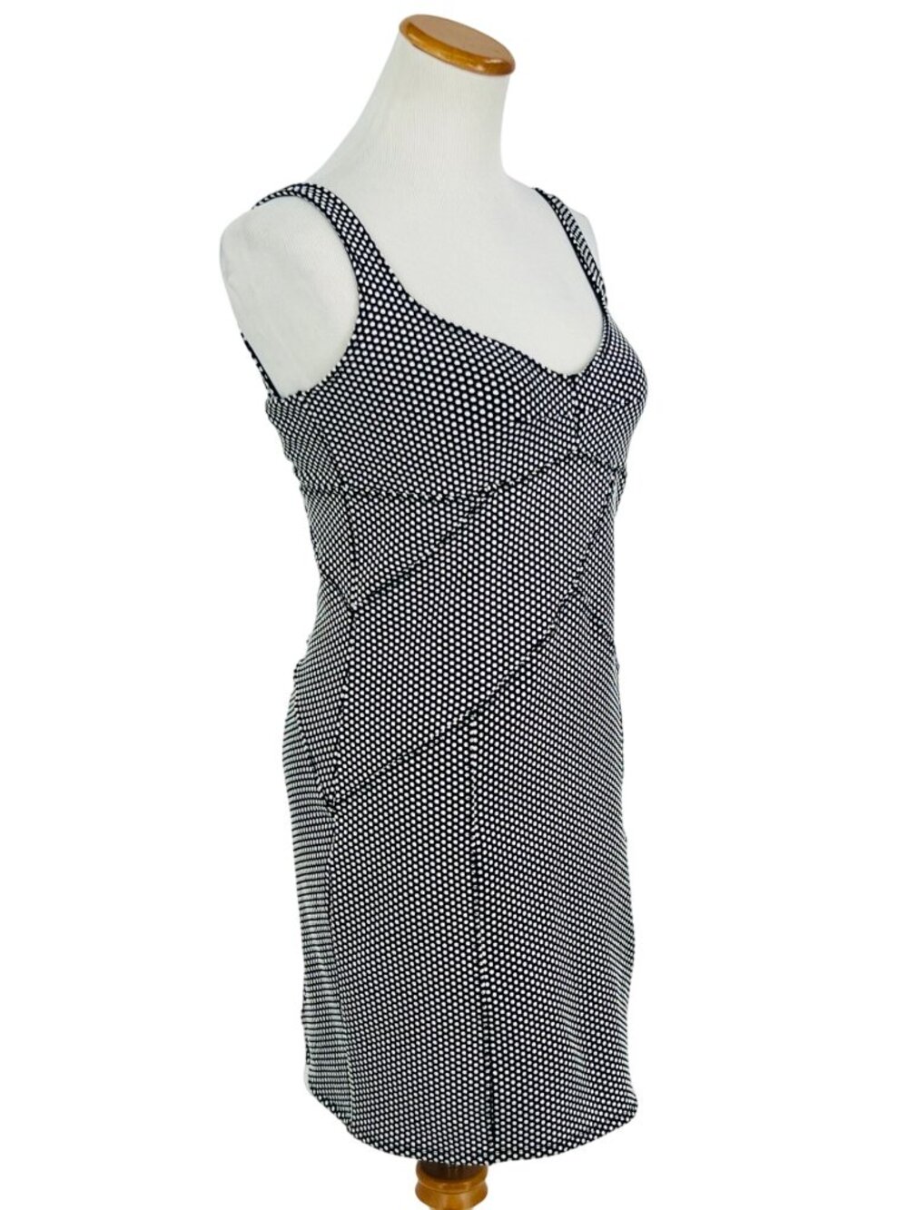 Free People Black White Polka Dot Bodycon Mini Dress L | Indie Sleaze Y2K Baddie - Picture 7 of 16